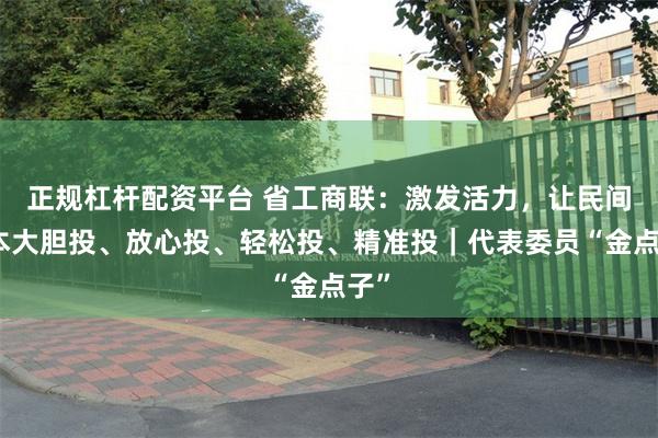 正规杠杆配资平台 省工商联：激发活力，让民间资本大胆投、放心投、轻松投、精准投｜代表委员“金点子”